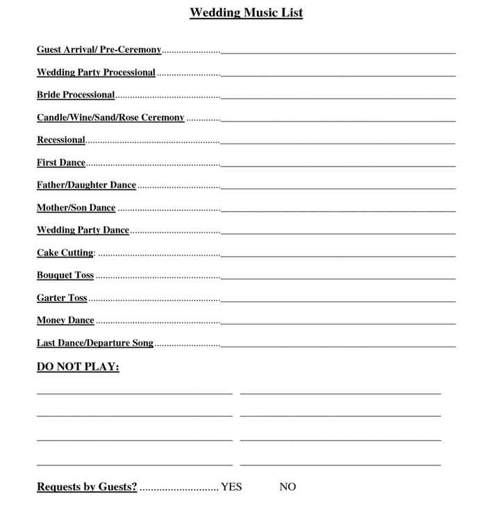 Wedding Playlist Guide/checklist - 1