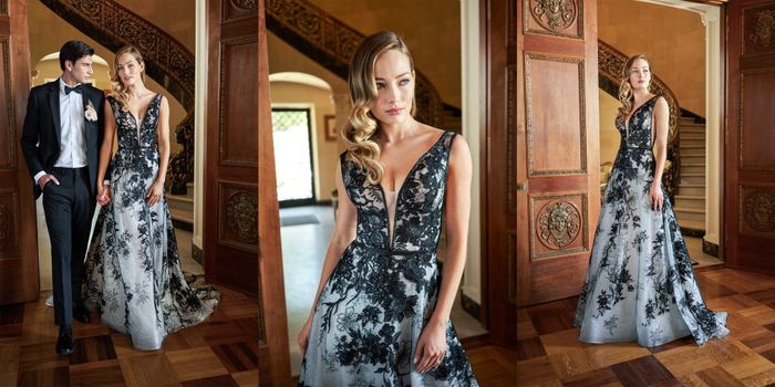 Wedding dresses with pops of black 10