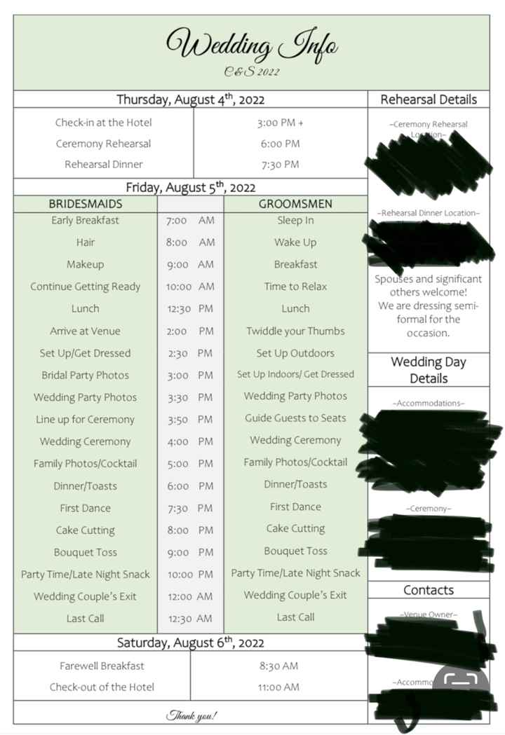 Timing of Wedding Day - 1