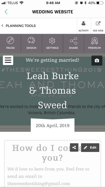 Revisions to our wedding website - 1