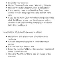 How to add Wedding Party to website - 1