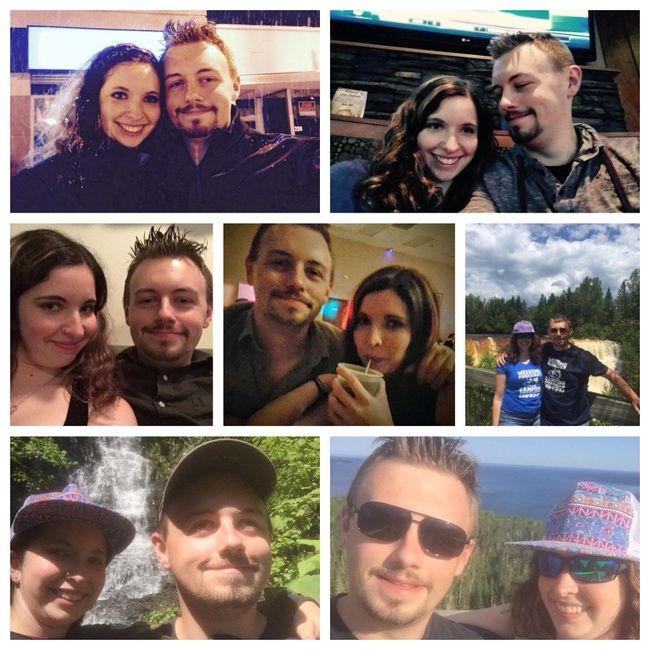 1st year dating collage - Top left is first photo together outside a club