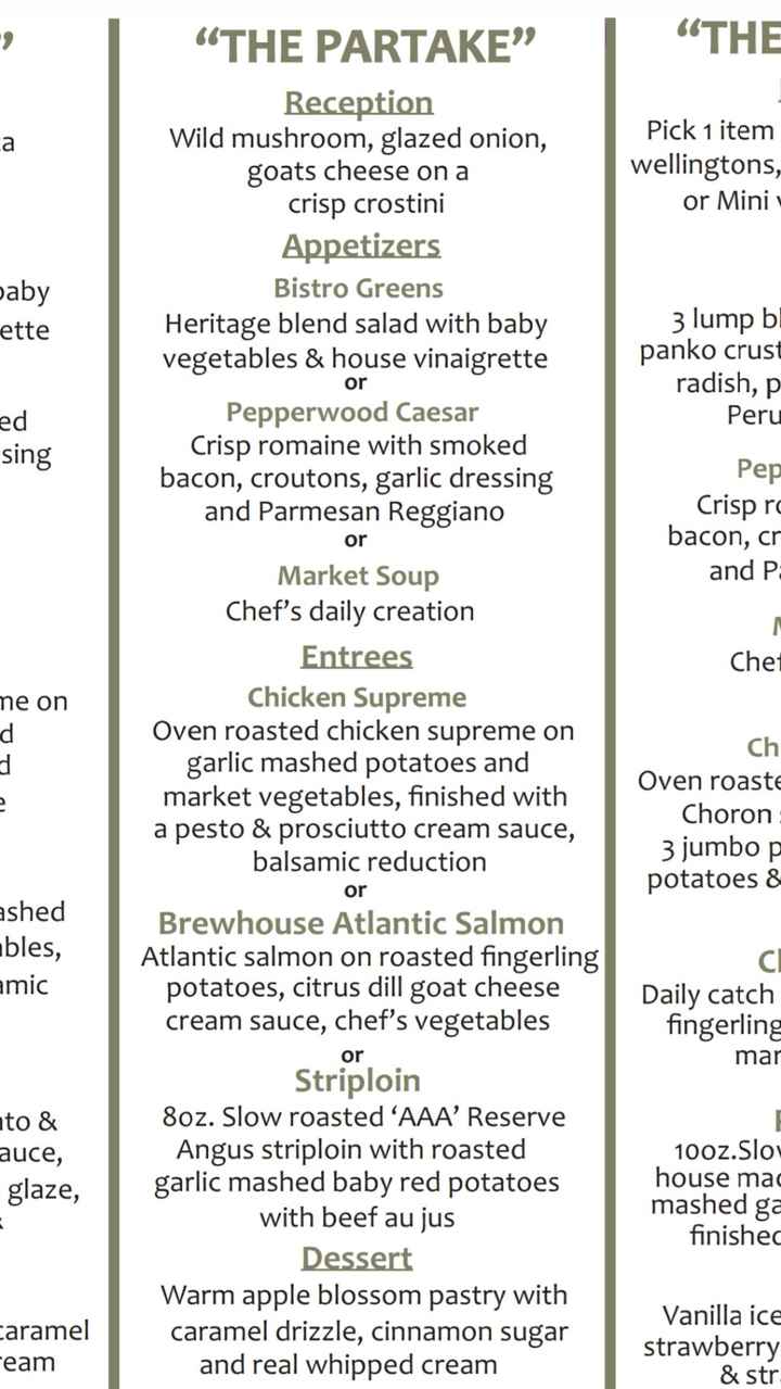 menu options