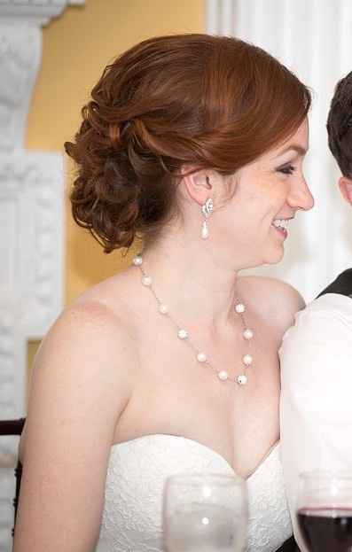 Ignore my goofy grin, but here is a necklace/earring/neckline close-up!