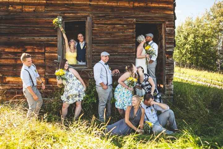 Funny outdoor summer wedding party