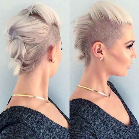 I'm obsessed with this one, a cool sleek up-do look for very short hair