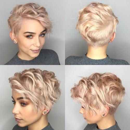 Short beachy waves around a shaved side