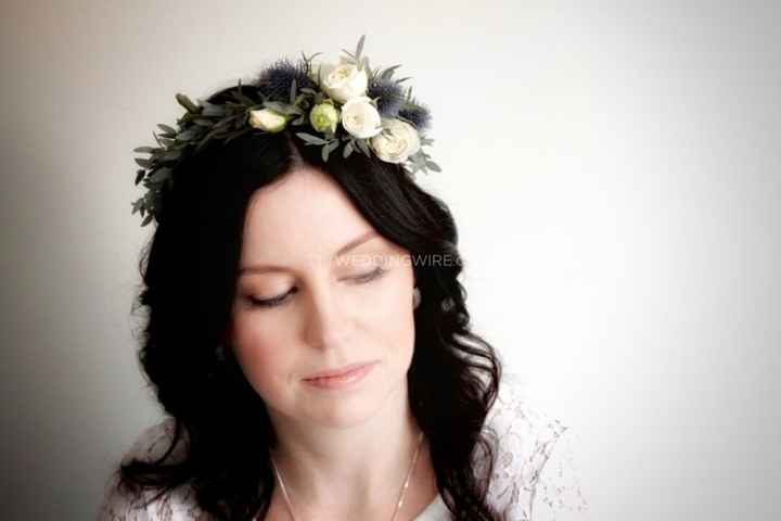 Greenery crown with small flowers in one spot