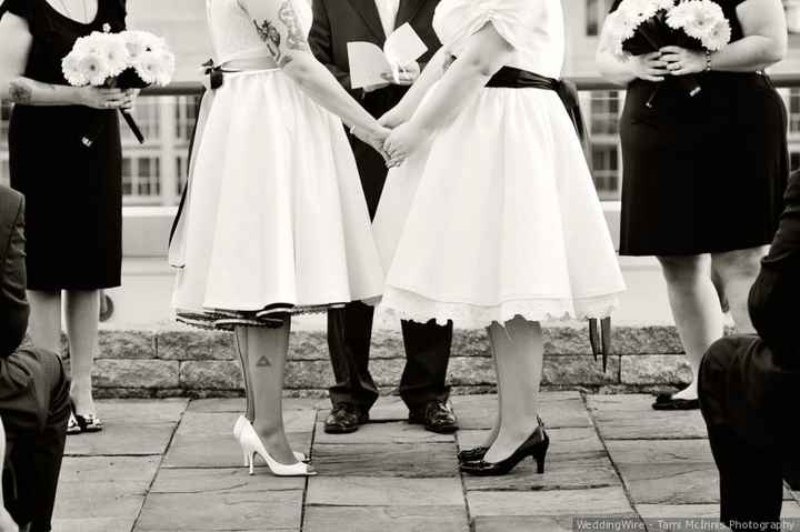 brides holding hands