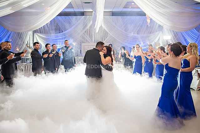 dance floor with fog and uplighting