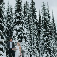 Snowy engament in snow covered trees