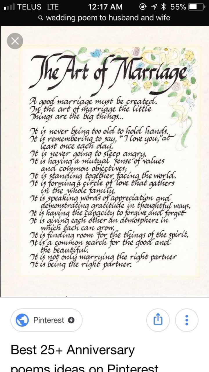 Your wedding in numbers!  How many ceremony readings? - 1
