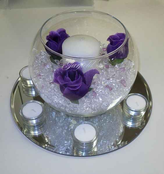 Purple centerpieces