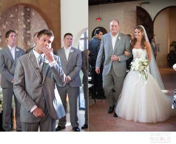 Groom seeing cheap wedding dress