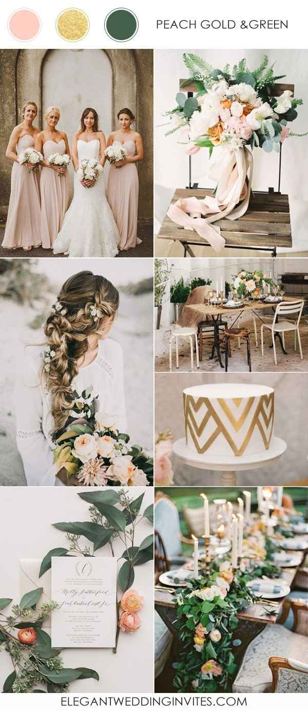 Peach, gold and green