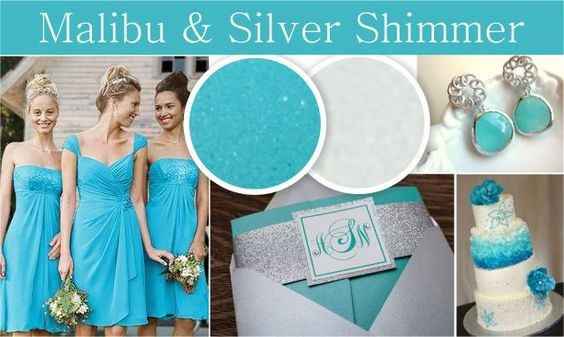 blue, white, silver