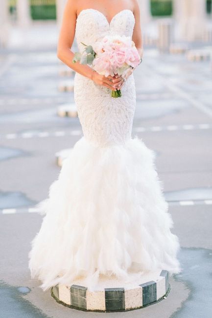 Feather bridal gown