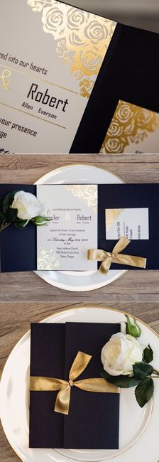 Gold, silver and bronze foil invitations