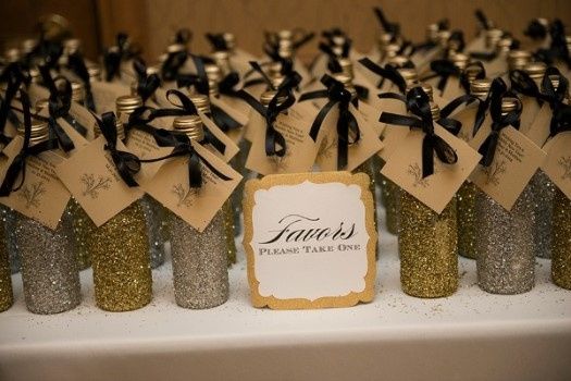 glitter champagne bottles