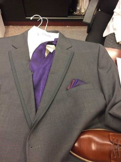 Purple vest, tie and pocket square for groomsmen