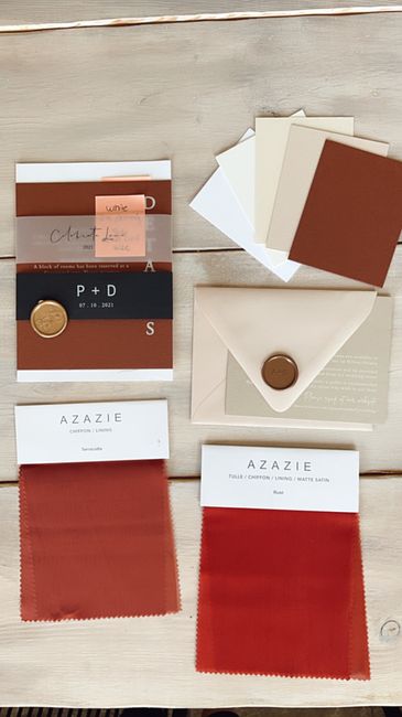 invitation samples and bridesmaid dress swatches