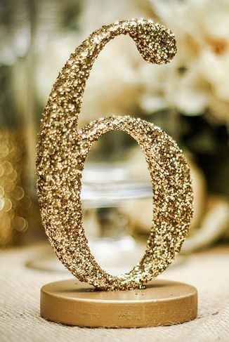 gold glitter table number