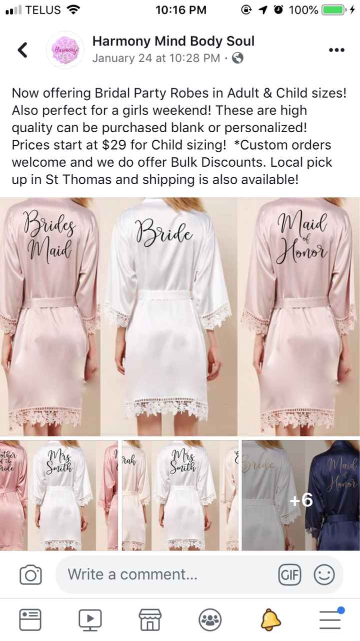 Bridal Party Robes Embroidered front & back - 1