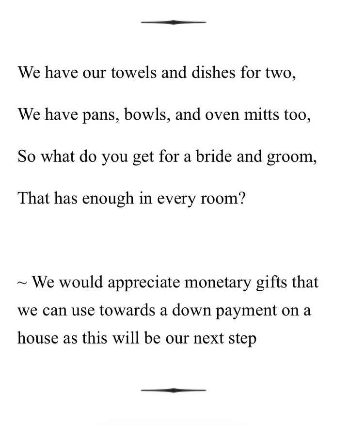 Asking for cash instead of physical gifts. - 1
