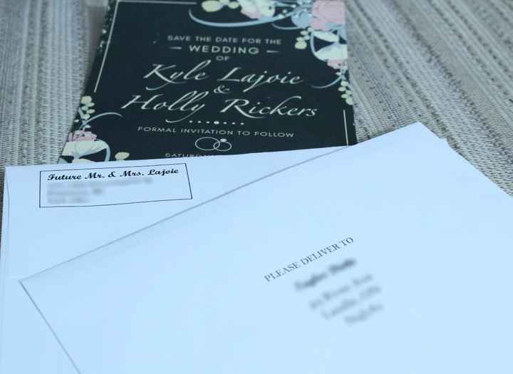 Save the date with front and back of envelope