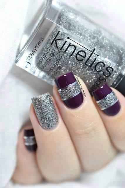 Eggplant and Silver nails