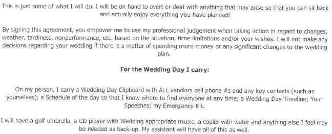 Wedding Planner Contract 2 of 2