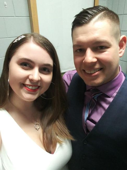 Our most recent pic at our Wedding Social (2 years 1 month in)