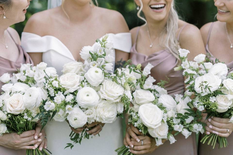 White Bridal and Bridesmaids