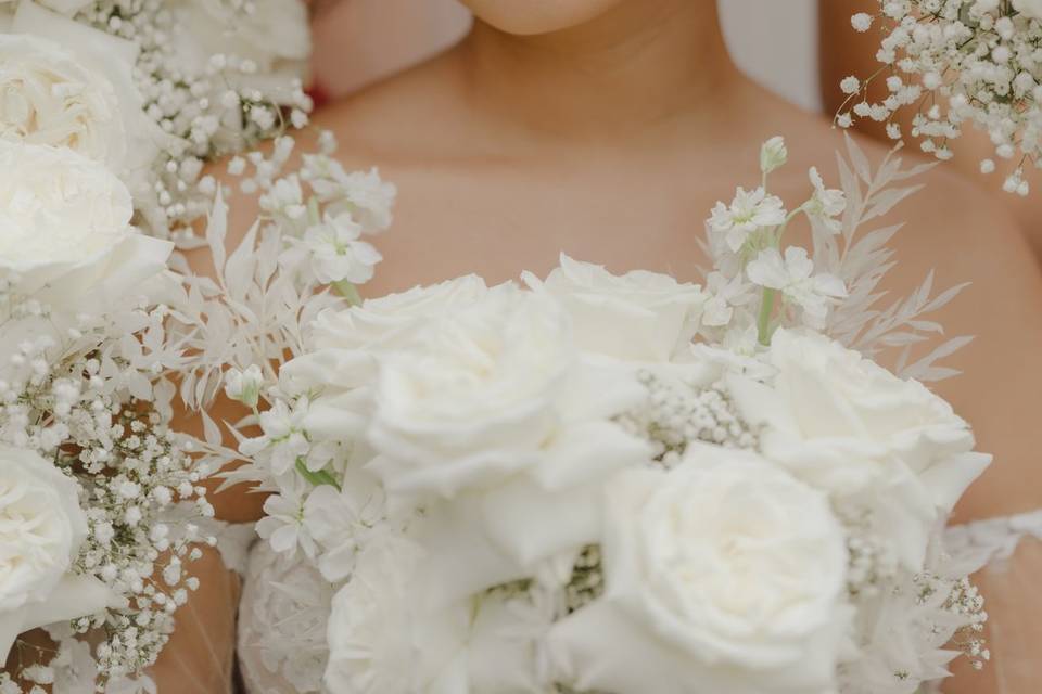 Baby's Breath & White Roses