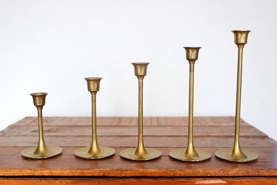 Brass candlestick grouping