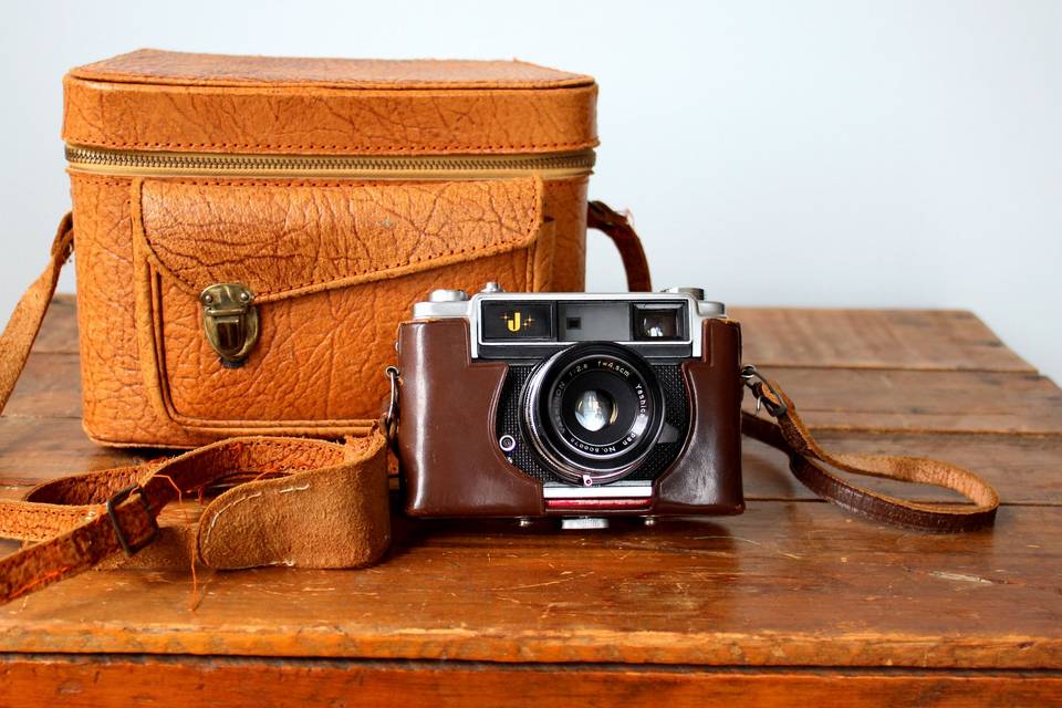 Vintage camera and case