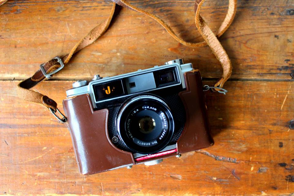 Vintage camera and case