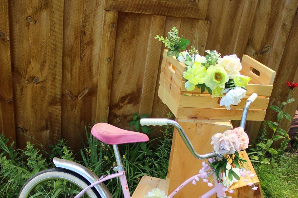 Pink bike & crates