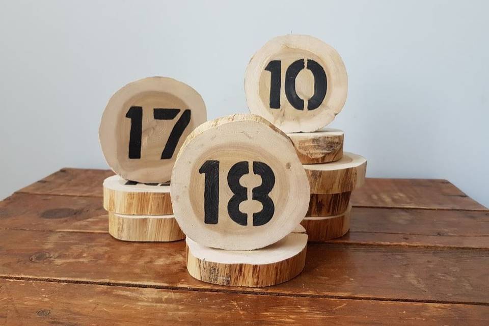 Rustic table numbers