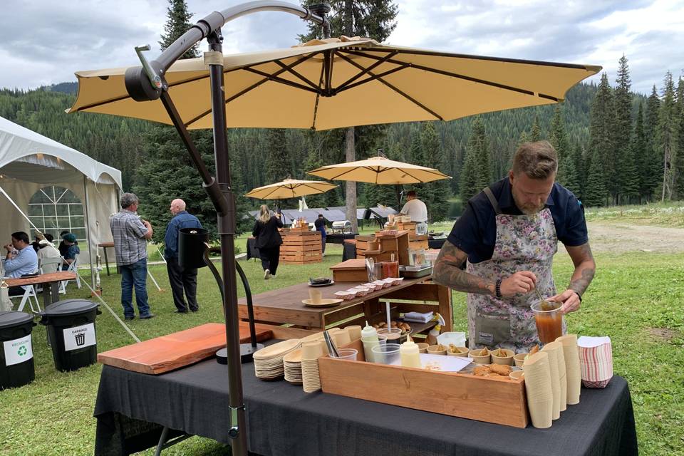 Chef at outdoor kitchen