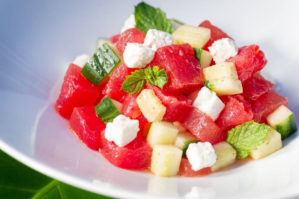 Colourful watermelon salad