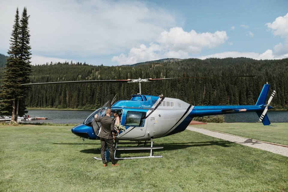 Helicopter Wedding Pick Up