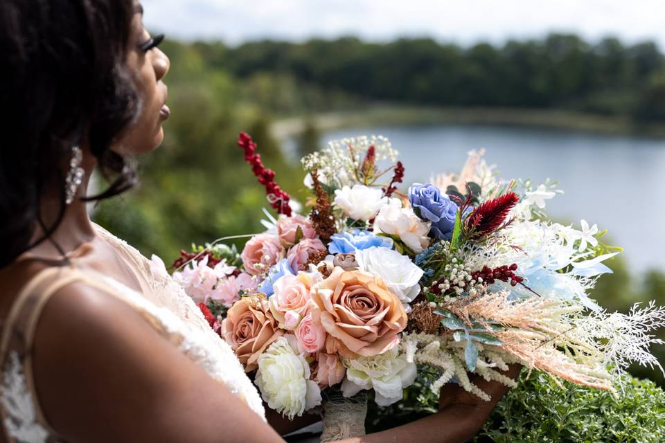 Beautiful bouquet and scenery