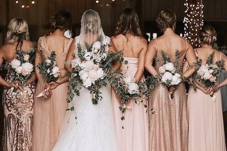 Bride and bridesmaids