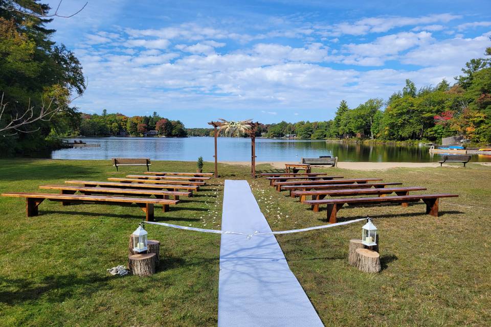 Benches & cedar arbor