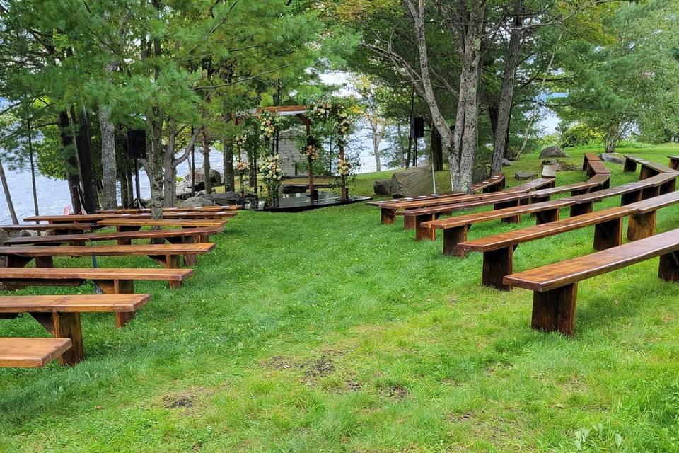 Benches and chuppah