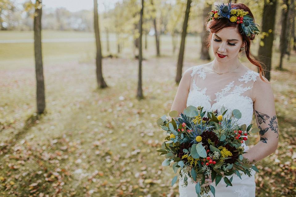 Bouquet & flower crown