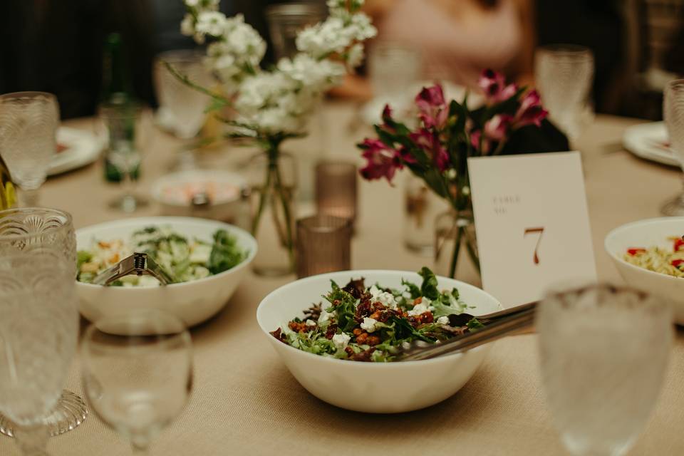 Family-style salads.