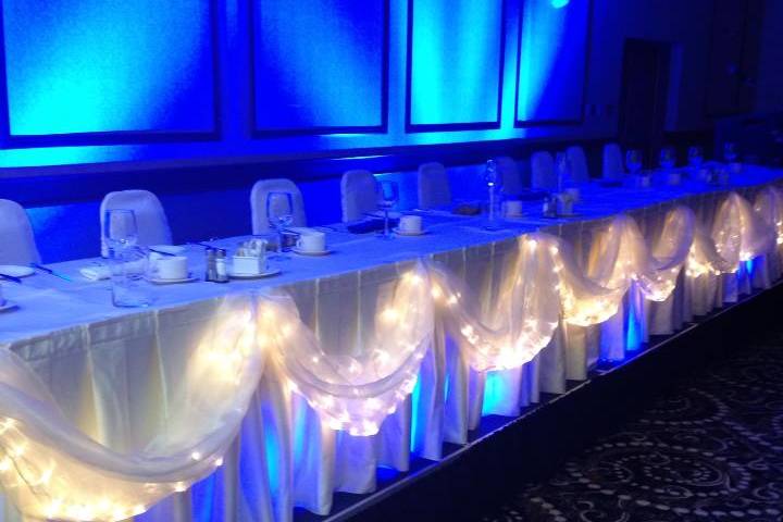 Head Table Blue Uplighting