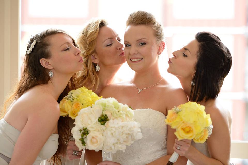 With the bridesmaids